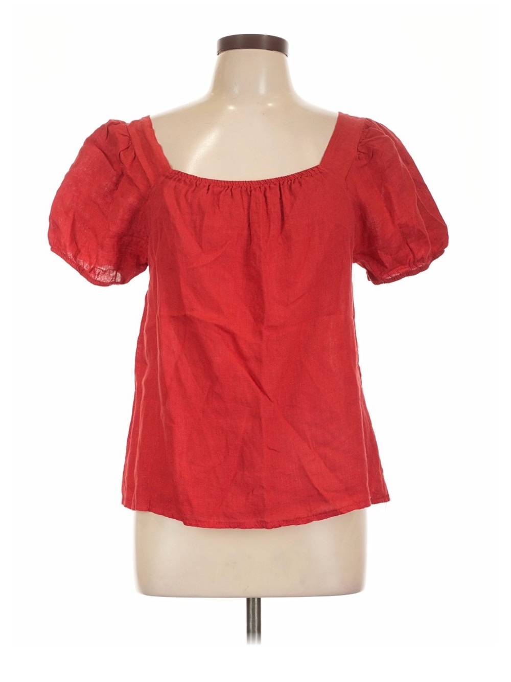 Bellambia Red 100% Linen Square Neck Women's Top